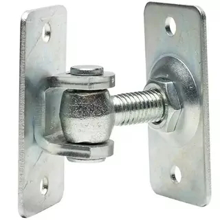 Oceľový pánt M12 pozinkovaný pre brány a vráta, obojstranne skrutkovaný so základňou 74 × 38 mm.